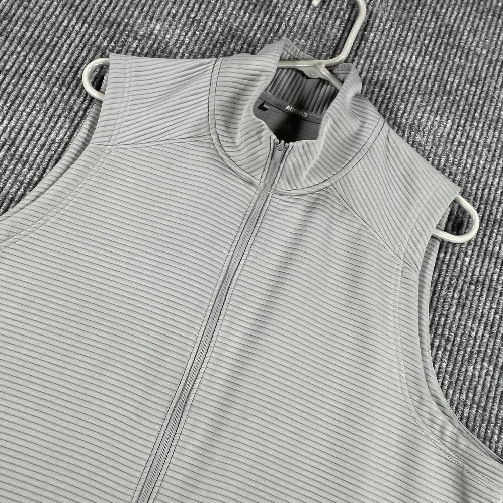 Adidas Sweatshirt Mens 2XL XXL Gray Full Zip Sleeveless Mock Neck Golf Active